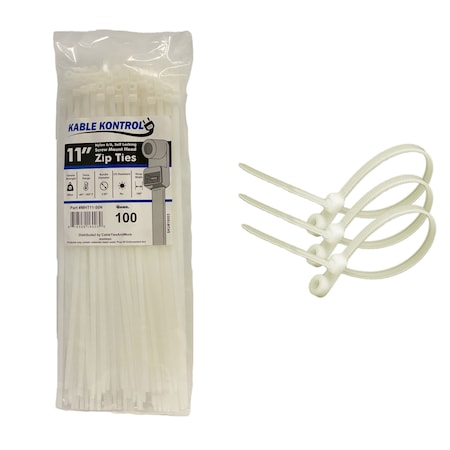 Kable Kontrol Cable Tie, 11 in L, 3 in Max Bundle Dia., Natural, Nylon 6/6, 50 lb Strength, 100 PK MHT11-50-Natural
